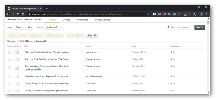 Amazon Manage Your Contents